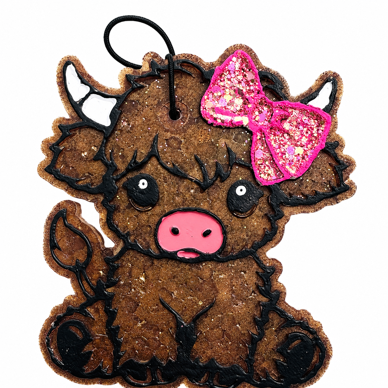 Cow w pink bow(Leather & Twine)