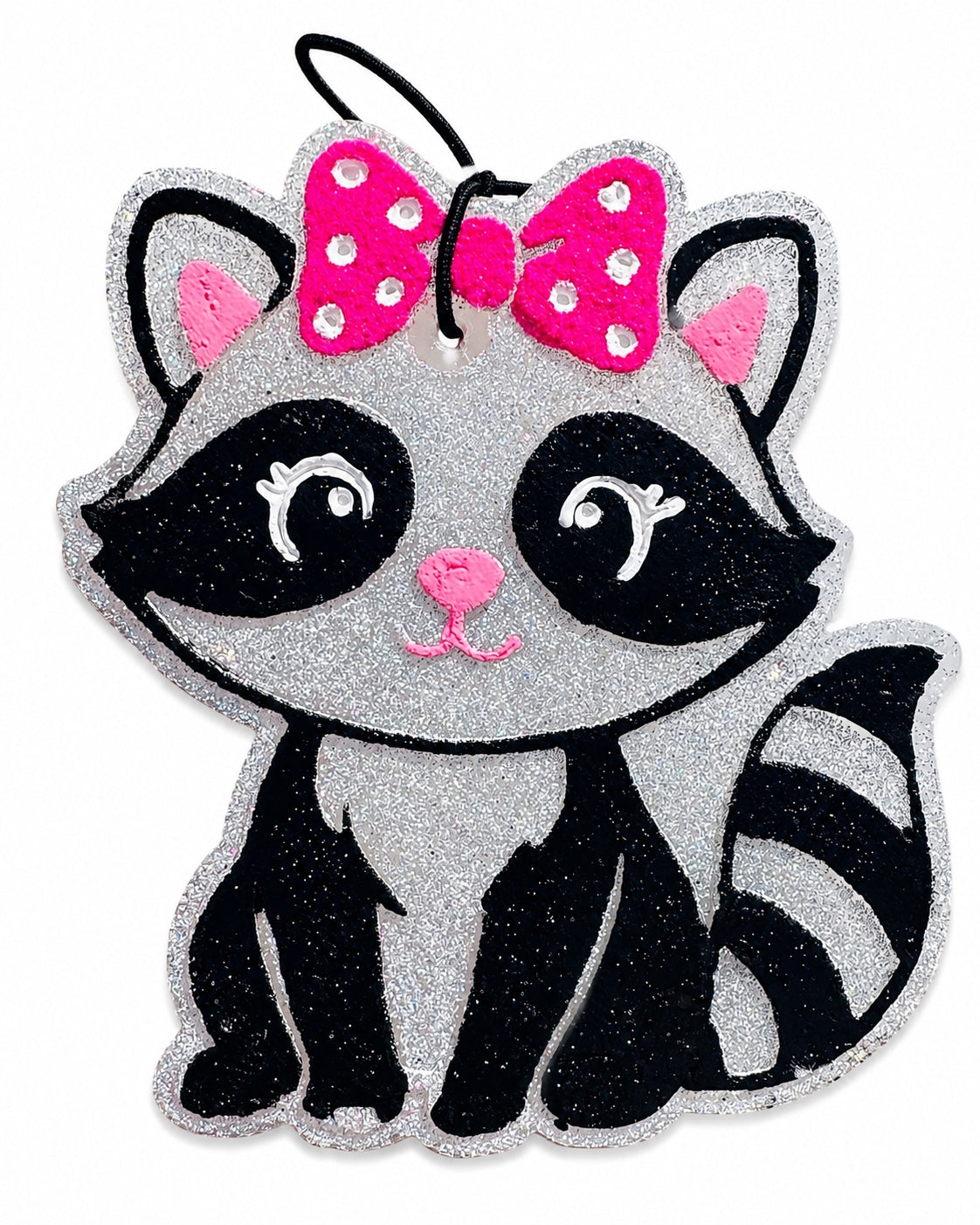 Raccoon with Pink Bow Freshie